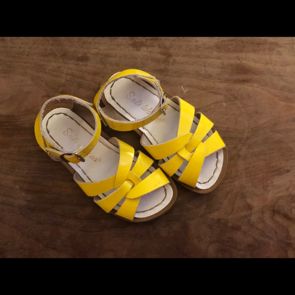 Saltwater Sandals yellow patent